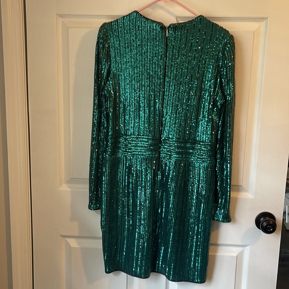 Saylor Rizzo Jade Teal Green Sequin Long Sleeve Cocktail Dress l Size Large - Picture 5 of 5